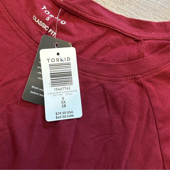 Torrid Classic Fit Burgundy Top 100% Cotton 5X NWT - Picture 4 of 12